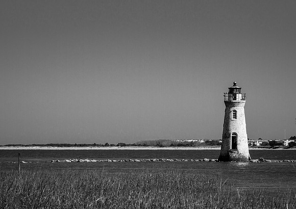 Cockspur Lighthouse in Black and white II